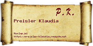 Preisler Klaudia névjegykártya